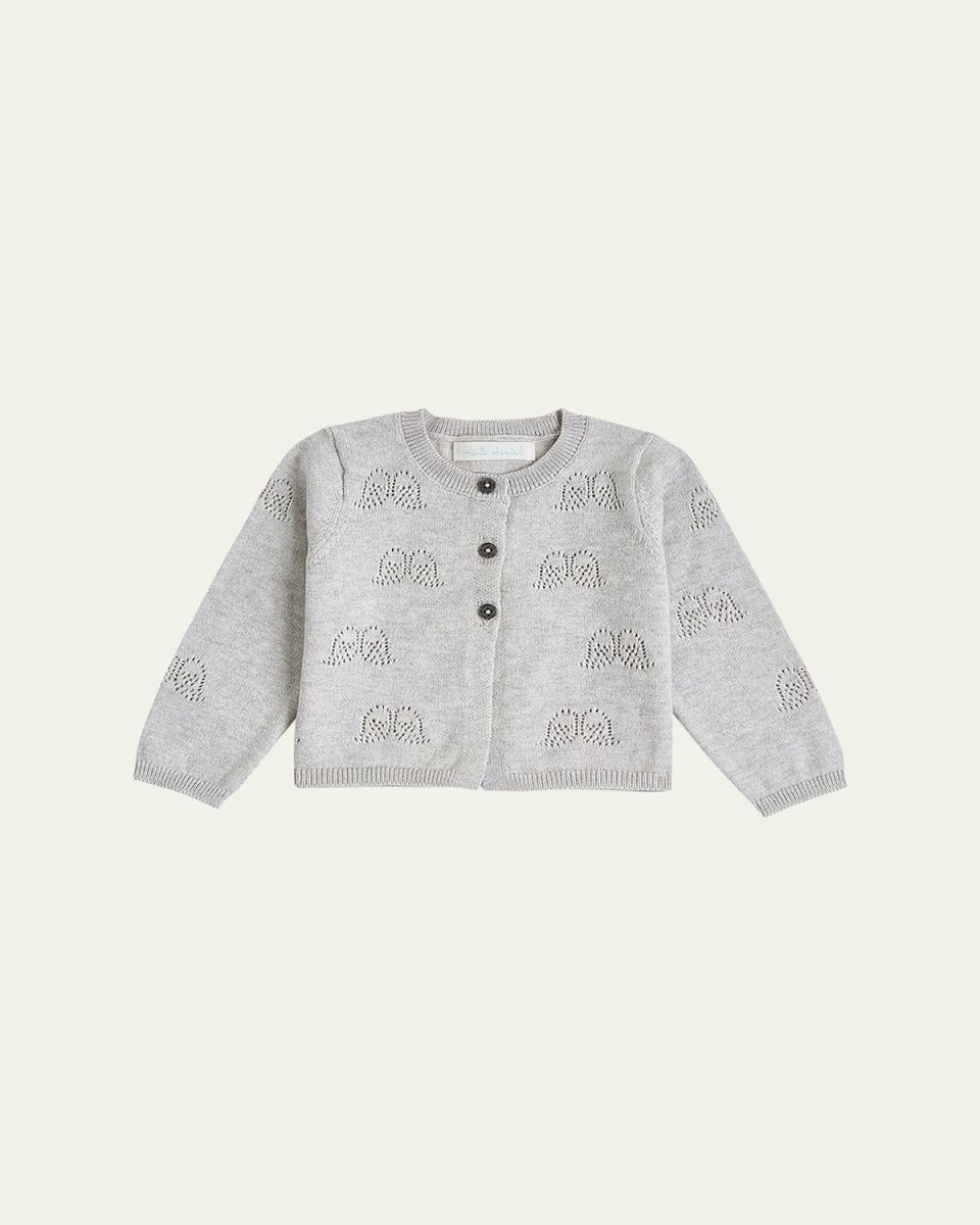 Kid's Angel Wing Pointelle Cardigan, Size 3M-24